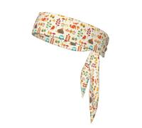 Autumn Pattern With Owl Fox Squirrel Birds Animal Print, Head Tie, Sports Headband Tie Back, Multi Sweatband for Men Women