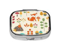 Autumn Pattern with Owl Fox Squirrel Birds Animal Print,Meta Pill Box 2 Compartment Medicine Case,Portable Organizer,Rectangle Meta Portable Organizer Pill Box 693 Compartment Medicine Case