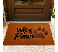 Autumn Paw Print Doormat, Orange Wipe Your Paws Entry Mat for Outdoor & Indoor Use, Home Decor, Rubber Waterproof Non-Slip Dirt Absorbent Doormats, Easy to Clean 29x17 Inch