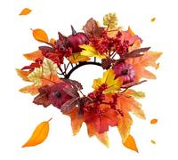 Autumn Pillar Candle Rings, Decorative Candle Wreath for Home, Harvest Maple Leaves, Pumpkins, Berries Garland, for Autumn Thanksgiving Halloween Wedding Table Centrepiece Cabinet