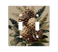 Autumn Pine Cone Light Switch Cover Plates/Outlet Covers, Beige Natural Elements for Home Decor, Thermoplastic Wall Plates, Standard Size Double Toggle