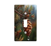 Autumn Pine Cone Light Switch Cover Plates/Outlet Covers, Rustic Brown Nature Design for Home Decor, Thermoplastic Wall Plates, Standard Size Single Toggle
