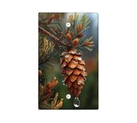Autumn Pine Cone Light Switch Cover Plates/Outlet Covers, Rustic Brown Nature Design for Home Decor, Thermoplastic Wall Plates, Standard Size Blank Cover Plate