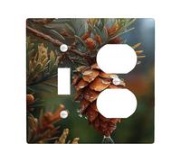 Autumn Pine Cone Light Switch Cover Plates/Outlet Covers, Rustic Brown Nature Design for Home Decor, Thermoplastic Wall Plates, Standard Size Toggle Duplex