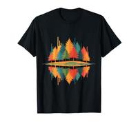 Autumn Pine Trees Forest Lake Reflection Nature Wildlife Art T-Shirt