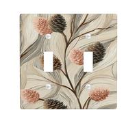 Autumn Pinecones Light Switch Cover Plates/Outlet Covers, Beige Natural Elements for Home Decor, Thermoplastic Wall Plates, Standard Size Double Toggle