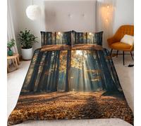Autumn Plantation Morning Light Super King Duvet Cover Set Natural Landscape Bedding Double Bed Set 3D Print Soft Comfort Microfiber Quilt Cover 220x260 cm with Zipper Closure and 2 Pillowcases j.1187