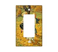 Autumn Playful Light Switch Cover Plates, Bright Yellow Leaves for Kid's Room Decor, Thermoplastic Wall Plates, Standard Size Single Rocker