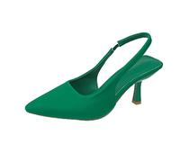 Autumn Plus Size High Heels Pumps able and Comfortable Cloth Sandal Stiletto Pointed Toe Shoes Women's Wedding Party Shoes (Color : Green, Shoe Size : 9)