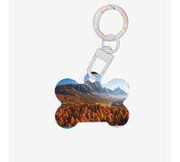 Autumn Printing 1 Pc Dog Bone Shape Id Tags Double Sided with Key Ring Craft for Pets