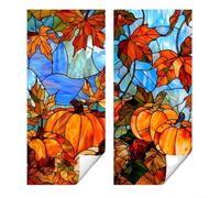 Autumn Pumpkin and Maple Leaf Stained Glass Film for Privacy and Seasonal Decoration on and Doors (1)