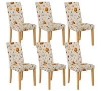 Autumn Pumpkin Chair Covers for Dining Chairs, Stretch & Washable Spandex Seat Protectors, Festive Decorative Slipcovers for Fall Kitchen Dining 6PCS