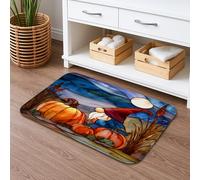 Autumn Pumpkin Decorative Bath Mat, Stained Glass Harvest Design Non Slip Shower Rug, Fall Seasonal Memory Foam Washable Bath Rugs for Bathroom Decor 20x32 Inch