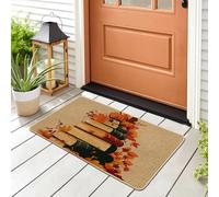 Autumn Pumpkin Door Mat for Outdoor Indoor Entryway Seasonal Decor Waterproof Non Slip Dust Absorbent Easy Clean 29"x17"