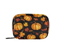 Autumn Pumpkin Fall Maple Leaf Thanksgiving Medicine Bags with Detachable Compartments Convenient Pill Organizer Large for Purse