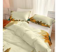 Autumn Pumpkin Fallen Leaves Berries Printed Reversible Super King Duvet Cover Sets, Ultrasoft Hypoallergenic Retro Style Soft Quilt Cover Non Iron Luxury Bedding Sets With Zipper Closure