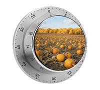 Autumn Pumpkin Field Kitchen Timer Mechanical Cooking Timer Clock with Loud Alarm Magnetic Countdown Timers Stainless Steel Egg Timer for Kitchen, Work, Exercise Training, Outdoor Activities