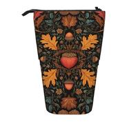 Autumn Pumpkin Flower Standing Pencil Case Vintage Fall Pen Pouch Holder Telescopic Pencil Bag Pop Up Cosmetics Bag Stationery Organizer for School Office Travel