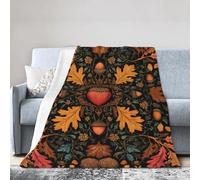 Autumn Pumpkin Flower Throw Blanket 76x102 CM Vintage Fall Fleece Blankets for Couch Bed Picnic Soft Cozy Lightweight All Season Use