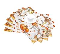 Autumn Pumpkin Forest Deer Animal Vinyl Placemats Set of 4 Heat Resistant Table Mats Washable Wipeable PVC Place Mat for Party Kitchen Dining Tables