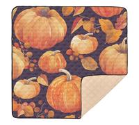 Autumn Pumpkin Halloween Harvest Food Large Stylish Baby Activity Play Mat for Indoor Outdoor Cozy Breathable Travel Play Mat for Babies Infants Toddlers, 50'' x 50''