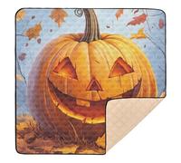 Autumn Pumpkin Halloween Harvest Food Soft Thick Baby Activity Play Mat for Indoor Outdoor Cozy Breathable Baby Crawling Mat for Babies Infants Toddlers, 50'' x 50''