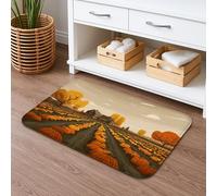 Autumn Pumpkin Landscape Bath Mat, Rustic Fall Pumpkin Patch Absorbent Non Slip Shower Mat, Cozy Seasonal Flannel Washable Bath Rugs for Bathroom Toilet Restroom Decorative 20x32 Inch