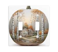 Autumn Pumpkin Light Switch Cover Plate, Cozy Cottage Design for Fall Decor, Thermoplastic Wall Plate, Standard Size, Perfect for Seasonal Home Accents Double Toggle