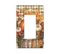 Autumn Pumpkin Light Switch Cover Plate, Orange Beige Fall Leaves Single Toggle Wall Plates, Autumn Harvest Wall Accents, Standard Size Decor Plate Cover Single Rocker