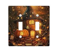 Autumn Pumpkin Light Switch Cover Plate/Outlet Covers, Cozy Cottage Design for Fall Decor, Thermoplastic Wall Plates, Standard Size Double Toggle
