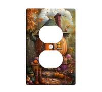 Autumn Pumpkin Light Switch Cover Plate/Outlet Covers, Cozy Orange Cottage for Seasonal Decor, Thermoplastic Wall Plates, Standard Size Single Duplex Outlet