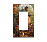 Autumn Pumpkin Light Switch Cover Plate/Outlet Covers, Cozy Orange Cottage for Seasonal Decor, Thermoplastic Wall Plates, Standard Size Single Rocker