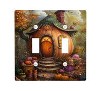 Autumn Pumpkin Light Switch Cover Plate/Outlet Covers, Cozy Orange Cottage for Seasonal Decor, Thermoplastic Wall Plates, Standard Size Double Toggle
