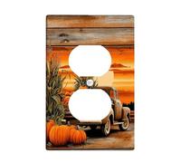 Autumn Pumpkin Light Switch Cover Plate/Outlet Covers, Rustic Orange Truck with Harvest Pumpkins for Fall Decor, Standard Size Thermoplastic Wall Plates Single Duplex Outlet