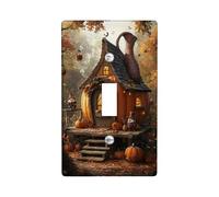 Autumn Pumpkin Light Switch Cover Plates/Outlet Covers, Cozy Gnome House Design for Fall Decor, Thermoplastic Wall Plates, Standard Size Single Toggle