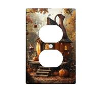 Autumn Pumpkin Light Switch Cover Plates/Outlet Covers, Cozy Gnome House Design for Fall Decor, Thermoplastic Wall Plates, Standard Size Single Duplex Outlet