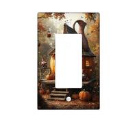 Autumn Pumpkin Light Switch Cover Plates/Outlet Covers, Cozy Gnome House Design for Fall Decor, Thermoplastic Wall Plates, Standard Size Single Rocker