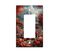 Autumn Pumpkin Light Switch Cover Plates/Outlet Covers, Rustic Red Pickup Truck for Seasonal Decorations, Thermoplastic Wall Plates, Standard Size Single Rocker