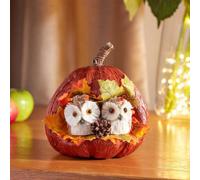 Autumn Pumpkin Ornament with Owls Fall Decoration 17cm Marco Paul Orange One Size