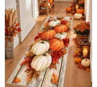 Autumn Pumpkin Runner Rug 60x220 Fall Thanksgiving Day Hallway Runner Rug | Soft Low Pile Non-Slip Decor Small Carpet for Bedroom, Entryway, Kitchen, Bedroom, Laundry Room