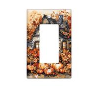 Autumn Pumpkin Shape Switch Cover Plates Vintage Home Decor for Wall Accents, Thermoplastic Device Holder, Single Size Rocker