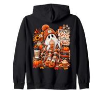 Autumn Pumpkin Spice Coffee Ghost Funny Halloween Zip Hoodie