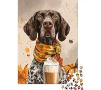 Autumn Pumpkin Spice Latte Dog Jigsaw Puzzles Puzzle for Adults Kids. 1000 Piece Impossible Challenge Toy Educational Games Home Decoration for Adults& Kids Age 14 Years Up 70x50cm/1000pcs