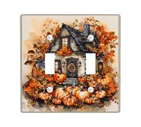 Autumn Pumpkin Switch Cover Plates Autumn Autumn Vintage Decor Wall Accents Thermoplastic Device Holder Standard Size Double Rocker