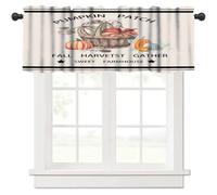 Autumn Pumpkin Window Valance,Rustic Farmhouse Fall Harvest Print Cloth Fabric Short Curtains for Dining Room Bedroom Kitchen Living Room Office Drapes, 54x18in