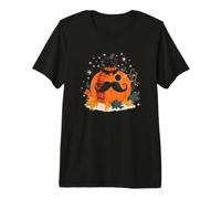 Autumn Pumpkin with Top Hat and Mustache Beard Costume Premium T-Shirt