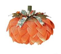 Autumn Pumpkin Wreath For Front Door Handmade Farmhouse Style With Bows And Berries For Halloween Thanksgiving And Fall Home Decoration 40Cm Orange(one)