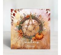 Autumn Pumpkins Halloween Samhain Blessings Card for those who celebrate the pagan and wicca festival. Send to your friends or have a part of your altar.