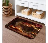 Autumn Pumpkins Landscape Quick Dry Bath Mat, Rustic Fall Forest Non Slip Shower Mat, Harvest Memory Foam Washable Bath Rugs for Bathroom Toilet Restroom Decorative 20x32 Inch
