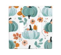 Autumn Pumpkins Light Switch Cover Plates/Outlet Covers, Teal and Orange Harvest Floral for Wall Accents, Thermoplastic Wall Plates, Standard Size Double Toggle